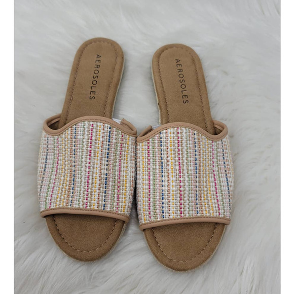 Aerosoles Tan Red Green Blue Yellow Slide On Espadrille Sandals 9.5 - Picture 2 of 8